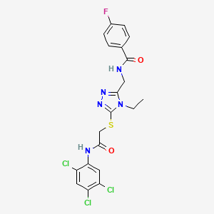 molecular formula C20H17Cl3FN5O2S B4846394 N-{[4-ethyl-5-({2-oxo-2-[(2,4,5-trichlorophenyl)amino]ethyl}thio)-4H-1,2,4-triazol-3-yl]methyl}-4-fluorobenzamide 