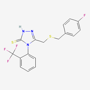 molecular formula C17H13F4N3S2 B4846406 5-{[(4-fluorobenzyl)thio]methyl}-4-[2-(trifluoromethyl)phenyl]-4H-1,2,4-triazole-3-thiol 