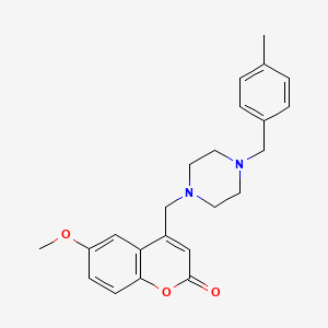 molecular formula C23H26N2O3 B4846508 6-methoxy-4-{[4-(4-methylbenzyl)-1-piperazinyl]methyl}-2H-chromen-2-one 