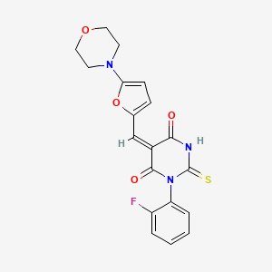molecular formula C19H16FN3O4S B4846517 1-(2-fluorophenyl)-5-{[5-(4-morpholinyl)-2-furyl]methylene}-2-thioxodihydro-4,6(1H,5H)-pyrimidinedione 