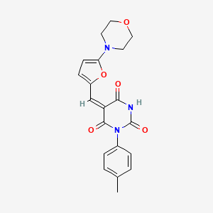 molecular formula C20H19N3O5 B4846519 1-(4-methylphenyl)-5-{[5-(4-morpholinyl)-2-furyl]methylene}-2,4,6(1H,3H,5H)-pyrimidinetrione 