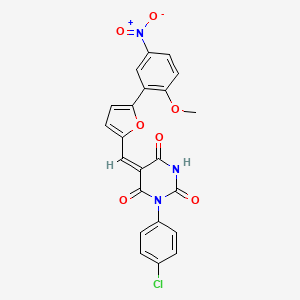 1-(4-chlorophenyl)-5-{[5-(2-methoxy-5-nitrophenyl)-2-furyl]methylene}-2,4,6(1H,3H,5H)-pyrimidinetrione