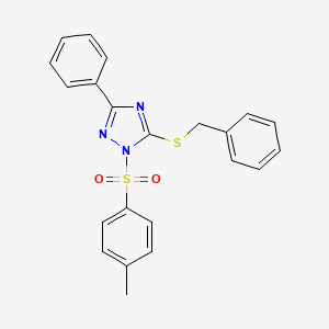 molecular formula C22H19N3O2S2 B4846587 5-(benzylthio)-1-[(4-methylphenyl)sulfonyl]-3-phenyl-1H-1,2,4-triazole 