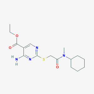molecular formula C16H24N4O3S B4846642 ethyl 4-amino-2-({2-[cyclohexyl(methyl)amino]-2-oxoethyl}thio)-5-pyrimidinecarboxylate 