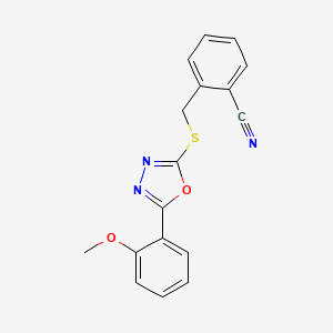 molecular formula C17H13N3O2S B4846680 2-({[5-(2-methoxyphenyl)-1,3,4-oxadiazol-2-yl]thio}methyl)benzonitrile 