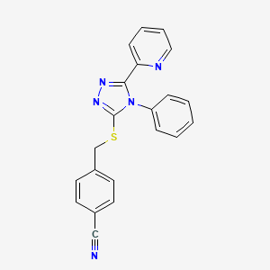 molecular formula C21H15N5S B4846685 4-({[4-phenyl-5-(2-pyridinyl)-4H-1,2,4-triazol-3-yl]thio}methyl)benzonitrile 