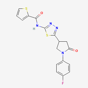 molecular formula C17H13FN4O2S2 B4846723 N-{5-[1-(4-fluorophenyl)-5-oxo-3-pyrrolidinyl]-1,3,4-thiadiazol-2-yl}-2-thiophenecarboxamide 