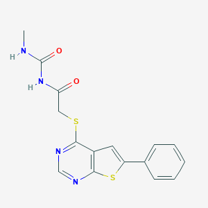 molecular formula C16H14N4O2S2 B484673 N-(methylcarbamoyl)-2-(6-phenylthieno[2,3-d]pyrimidin-4-yl)sulfanylacetamide CAS No. 726125-90-2