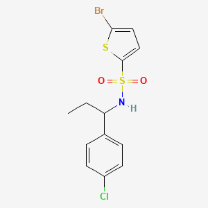 molecular formula C13H13BrClNO2S2 B4846808 5-bromo-N-[1-(4-chlorophenyl)propyl]-2-thiophenesulfonamide 