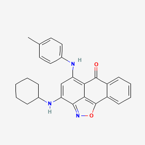 molecular formula C27H25N3O2 B4846883 3-(cyclohexylamino)-5-[(4-methylphenyl)amino]-6H-anthra[1,9-cd]isoxazol-6-one 