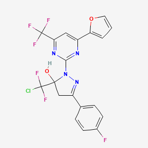 molecular formula C19H11ClF6N4O2 B4846902 5-[chloro(difluoro)methyl]-3-(4-fluorophenyl)-1-[4-(2-furyl)-6-(trifluoromethyl)-2-pyrimidinyl]-4,5-dihydro-1H-pyrazol-5-ol 