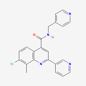 molecular formula C22H17ClN4O B4846985 7-chloro-8-methyl-2-(3-pyridinyl)-N-(4-pyridinylmethyl)-4-quinolinecarboxamide 