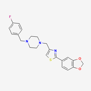 molecular formula C22H22FN3O2S B4847011 1-{[2-(1,3-benzodioxol-5-yl)-1,3-thiazol-4-yl]methyl}-4-(4-fluorobenzyl)piperazine 