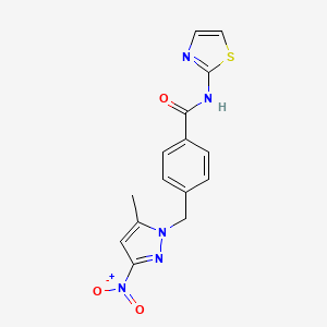 molecular formula C15H13N5O3S B4847034 4-[(5-methyl-3-nitro-1H-pyrazol-1-yl)methyl]-N-1,3-thiazol-2-ylbenzamide 