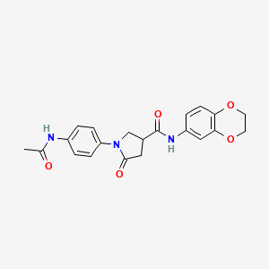 molecular formula C21H21N3O5 B4847064 1-[4-(acetylamino)phenyl]-N-(2,3-dihydro-1,4-benzodioxin-6-yl)-5-oxo-3-pyrrolidinecarboxamide 