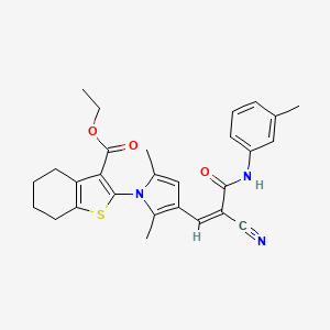 molecular formula C28H29N3O3S B4847075 ethyl 2-(3-{2-cyano-3-[(3-methylphenyl)amino]-3-oxo-1-propen-1-yl}-2,5-dimethyl-1H-pyrrol-1-yl)-4,5,6,7-tetrahydro-1-benzothiophene-3-carboxylate 