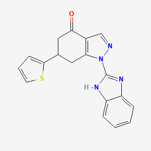 molecular formula C18H14N4OS B4847086 1-(1H-benzimidazol-2-yl)-6-(2-thienyl)-1,5,6,7-tetrahydro-4H-indazol-4-one 