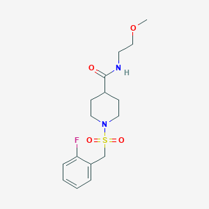 molecular formula C16H23FN2O4S B4847101 1-[(2-fluorobenzyl)sulfonyl]-N-(2-methoxyethyl)-4-piperidinecarboxamide 
