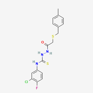N-(3-chloro-4-fluorophenyl)-2-{[(4-methylbenzyl)thio]acetyl}hydrazinecarbothioamide