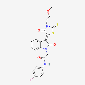 molecular formula C22H18FN3O4S2 B4847182 N-(4-fluorophenyl)-2-{3-[3-(2-methoxyethyl)-4-oxo-2-thioxo-1,3-thiazolidin-5-ylidene]-2-oxo-2,3-dihydro-1H-indol-1-yl}acetamide 