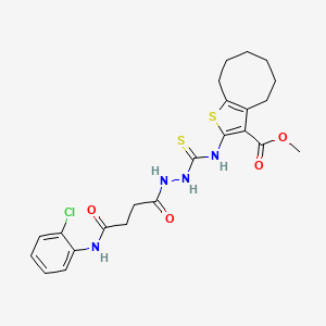 molecular formula C23H27ClN4O4S2 B4847204 methyl 2-{[(2-{4-[(2-chlorophenyl)amino]-4-oxobutanoyl}hydrazino)carbonothioyl]amino}-4,5,6,7,8,9-hexahydrocycloocta[b]thiophene-3-carboxylate 