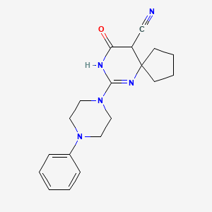 molecular formula C19H23N5O B4847208 9-oxo-7-(4-phenyl-1-piperazinyl)-6,8-diazaspiro[4.5]dec-7-ene-10-carbonitrile 