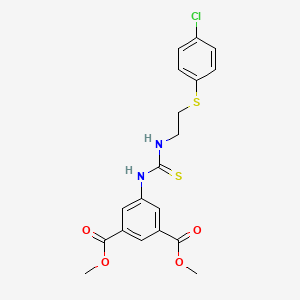 molecular formula C19H19ClN2O4S2 B4847236 dimethyl 5-{[({2-[(4-chlorophenyl)thio]ethyl}amino)carbonothioyl]amino}isophthalate 