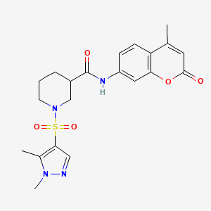 molecular formula C21H24N4O5S B4847272 1-[(1,5-dimethyl-1H-pyrazol-4-yl)sulfonyl]-N-(4-methyl-2-oxo-2H-chromen-7-yl)-3-piperidinecarboxamide 