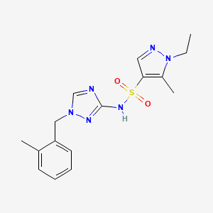 molecular formula C16H20N6O2S B4847290 1-ethyl-5-methyl-N-[1-(2-methylbenzyl)-1H-1,2,4-triazol-3-yl]-1H-pyrazole-4-sulfonamide 