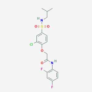 molecular formula C18H19ClF2N2O4S B4847301 2-{2-chloro-4-[(isobutylamino)sulfonyl]phenoxy}-N-(2,4-difluorophenyl)acetamide 