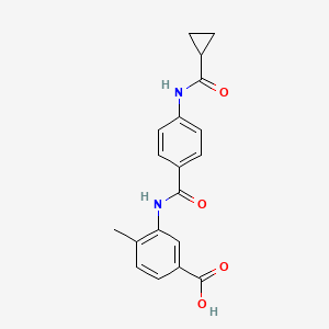 molecular formula C19H18N2O4 B4847319 3-({4-[(cyclopropylcarbonyl)amino]benzoyl}amino)-4-methylbenzoic acid 