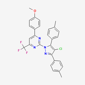 molecular formula C29H22ClF3N4O B4847338 2-[4-chloro-3,5-bis(4-methylphenyl)-1H-pyrazol-1-yl]-4-(4-methoxyphenyl)-6-(trifluoromethyl)pyrimidine 