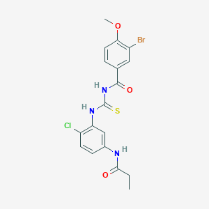 molecular formula C18H17BrClN3O3S B4847342 3-bromo-N-({[2-chloro-5-(propionylamino)phenyl]amino}carbonothioyl)-4-methoxybenzamide 
