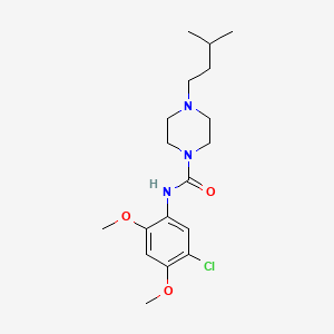 molecular formula C18H28ClN3O3 B4847418 N-(5-chloro-2,4-dimethoxyphenyl)-4-(3-methylbutyl)-1-piperazinecarboxamide 