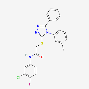 N-(3-chloro-4-fluorophenyl)-2-{[4-(3-methylphenyl)-5-phenyl-4H-1,2,4-triazol-3-yl]thio}acetamide