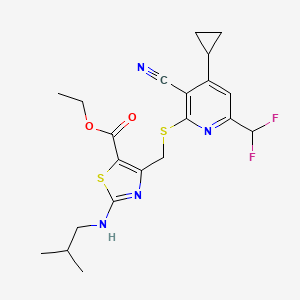 molecular formula C21H24F2N4O2S2 B4847471 ethyl 4-({[3-cyano-4-cyclopropyl-6-(difluoromethyl)-2-pyridinyl]thio}methyl)-2-(isobutylamino)-1,3-thiazole-5-carboxylate 