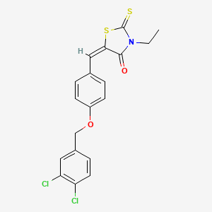 molecular formula C19H15Cl2NO2S2 B4847495 5-{4-[(3,4-dichlorobenzyl)oxy]benzylidene}-3-ethyl-2-thioxo-1,3-thiazolidin-4-one 