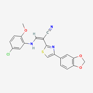 molecular formula C20H14ClN3O3S B4847516 2-[4-(1,3-benzodioxol-5-yl)-1,3-thiazol-2-yl]-3-[(5-chloro-2-methoxyphenyl)amino]acrylonitrile 