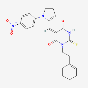 molecular formula C23H22N4O4S B4847570 1-[2-(1-cyclohexen-1-yl)ethyl]-5-{[1-(4-nitrophenyl)-1H-pyrrol-2-yl]methylene}-2-thioxodihydro-4,6(1H,5H)-pyrimidinedione 