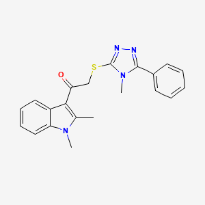 molecular formula C21H20N4OS B4847677 1-(1,2-dimethyl-1H-indol-3-yl)-2-[(4-methyl-5-phenyl-4H-1,2,4-triazol-3-yl)thio]ethanone 