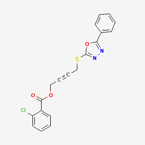 molecular formula C19H13ClN2O3S B4847689 4-[(5-phenyl-1,3,4-oxadiazol-2-yl)thio]-2-butyn-1-yl 2-chlorobenzoate 