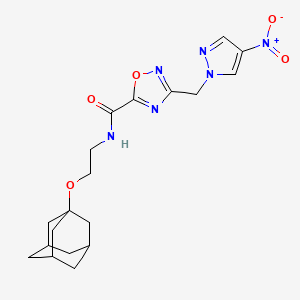 molecular formula C19H24N6O5 B4847734 N-[2-(1-adamantyloxy)ethyl]-3-[(4-nitro-1H-pyrazol-1-yl)methyl]-1,2,4-oxadiazole-5-carboxamide 