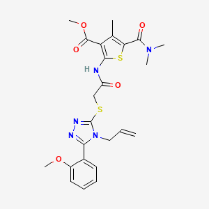 molecular formula C24H27N5O5S2 B4847788 methyl 2-[({[4-allyl-5-(2-methoxyphenyl)-4H-1,2,4-triazol-3-yl]thio}acetyl)amino]-5-[(dimethylamino)carbonyl]-4-methyl-3-thiophenecarboxylate 