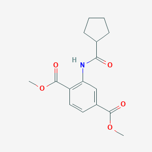 molecular formula C16H19NO5 B484781 Dimethyl 2-[(cyclopentylcarbonyl)amino]terephthalate CAS No. 303136-51-8