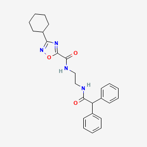 molecular formula C25H28N4O3 B4847888 3-cyclohexyl-N-{2-[(diphenylacetyl)amino]ethyl}-1,2,4-oxadiazole-5-carboxamide 