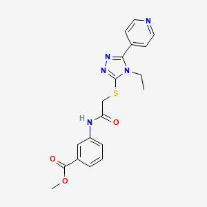 molecular formula C19H19N5O3S B4847890 methyl 3-[({[4-ethyl-5-(4-pyridinyl)-4H-1,2,4-triazol-3-yl]thio}acetyl)amino]benzoate 
