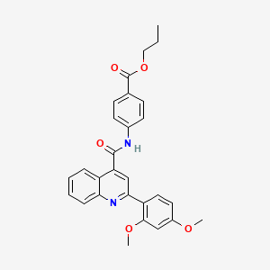 molecular formula C28H26N2O5 B4847913 propyl 4-({[2-(2,4-dimethoxyphenyl)-4-quinolinyl]carbonyl}amino)benzoate 