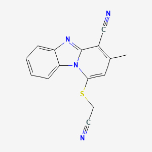 molecular formula C15H10N4S B4847914 1-[(cyanomethyl)thio]-3-methylpyrido[1,2-a]benzimidazole-4-carbonitrile 