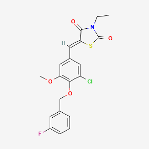 molecular formula C20H17ClFNO4S B4847922 5-{3-chloro-4-[(3-fluorobenzyl)oxy]-5-methoxybenzylidene}-3-ethyl-1,3-thiazolidine-2,4-dione 