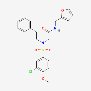 molecular formula C22H23ClN2O5S B4847950 N~2~-[(3-chloro-4-methoxyphenyl)sulfonyl]-N~1~-(2-furylmethyl)-N~2~-(2-phenylethyl)glycinamide 
